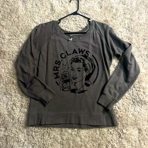 Grey off the shoulder white claw novelty sweatshirt